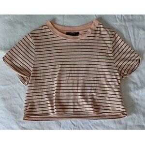 Striped Peach Cropped T-Shirt